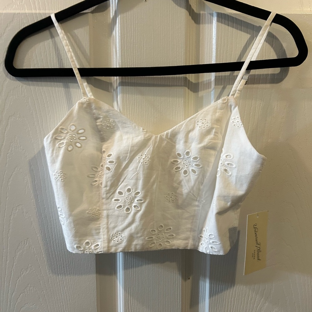 White Embroidered Women's Top